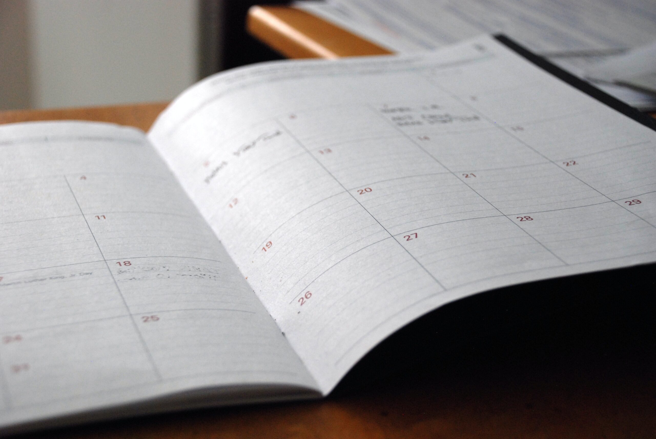 Calendar Planner Notebook with Writing In It